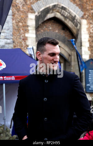 Cardiff, Galles, UK. Xx febbraio 2019. Sam Warburton al di fuori del Castello di Cardiff al primo battaglione gallese della Guardia homecoming parade. Questo Battaglione aveva appena servito il loro terzo tour in Afghanistan. Credito: Lily Watt/Alamy Live News Foto Stock