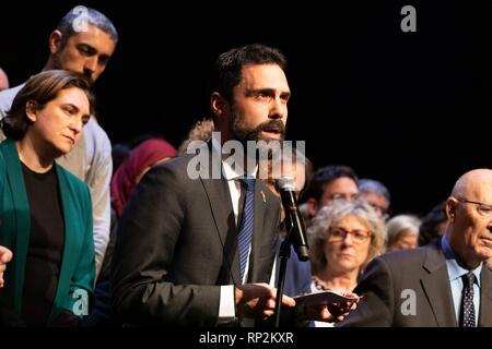 Madrid, Spagna. Xx Febbraio 2019. Roger Torren, presidente del Parlament frequentando l atto di sostegno per il Carme Forcadell in Madrid Cordon Premere Credito: CORDON PREMERE/Alamy Live News Foto Stock