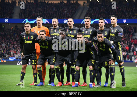 Madrid, Spagna. Xx Febbraio 2019. Foto Alfredo Falcone - LaPresse20/02/2019 Roma ( Italia)Sport CalcioAtletico Madrid - JuventusUefa Champions League 2018 2019 - Stadio Wanda Metropolitano di MadridNella foto:juventusPhoto Alfredo Falcone - LaPresse20/02/2019 Roma (Italia)Sport SoccerAtletico Madrid - JuventusUefa Champions League 2018 2019 - Wanda Metropolitano Stadium di MadridIn il pic:juventus Credito: LaPresse/Alamy Live News Foto Stock