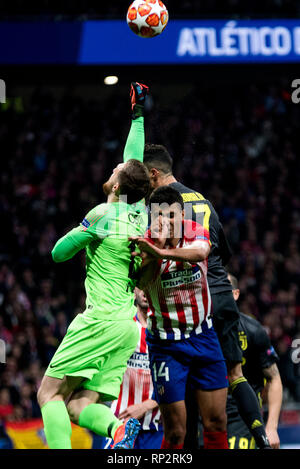 Madrid, Spagna. Xx Febbraio 2019. Jan Oblak (portiere Atletico de Madrid) durante la partita di calcio di primo gambe del round di 16 della UEFA Champions League tra Atletico de Madrid e la Juventus FC a Wanda Metropolitano Stadium il 20 febbraio 2019 a Madrid, Spagna. Credito: David Gato/Alamy Live News Foto Stock
