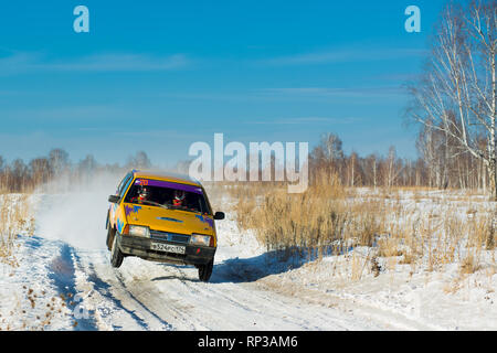 Kyshtym, Russia, 18 Febbraio 2018 - Rally 'Malachite 2018" quarta tappa della Coppa del russo, numero di partenza 20, auto Lada Foto Stock