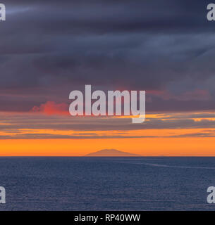 Tramonto dalla Grotta, ghiacciaio Snaefellsjokull, Islanda Foto Stock