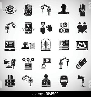 La medicina del futuro set di icone su sfondo bianco per grafica e web design, moderno vettore semplice segno. Concetto di Internet. Il simbolo alla moda per il design del sito web o del pulsante mobile app. Illustrazione Vettoriale