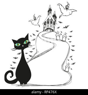 Telaio di Halloween con Scary Castle Foto Stock