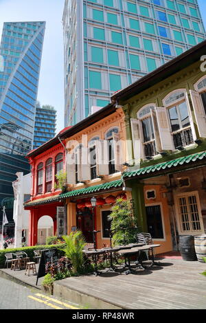 Emerald Hill Rd nel centro cittadino di Singapore Foto Stock