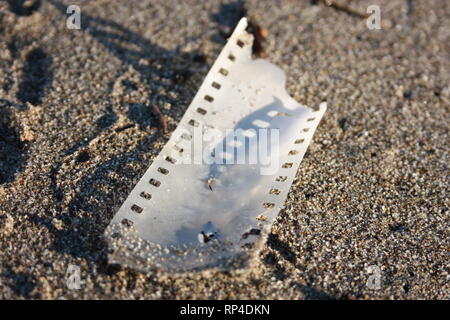 Pezzo di nastro analogico film Foto Stock