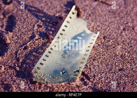Pezzo di nastro analogico film Foto Stock