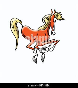 Un marrone cartoon horse running illustrazione vettoriale Illustrazione Vettoriale