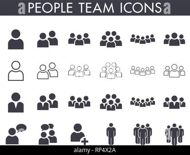 Raccolta di 24 persona diversa e le icone del team Illustrazione Vettoriale