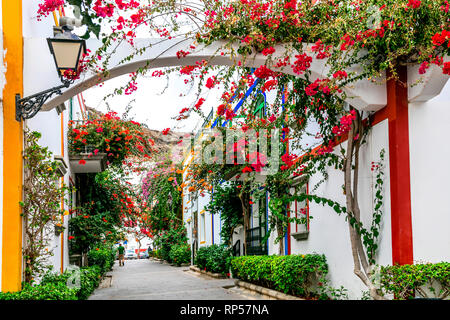 Case tradizionali in Puerto de Mogan,Gran Canaria,Spagna. Foto Stock