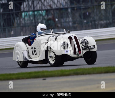 Timothy Jarrett, Frazer Nash BMW 328, VSCC, Pomeroy trofeo, Silverstone, 16 febbraio 2019, automobili, concorrenza, febbraio, divertente, vetture storiche, iconico, Foto Stock