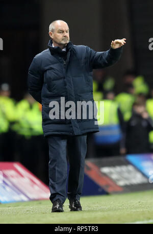 Kilmarnock manager Steve Clarke durante la William Hill Coppa Scozzese quinto round replay corrispondono a Ibrox Stadium, Glasgow. Foto Stock