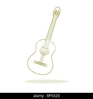 Illustrazione Vettoriale con la chitarra. La chitarra acustica. Strumento musicale a corda. Illustrazione Vettoriale