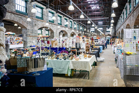 Tavistock mercato coperto - antico mercato di un bauletto portaoggetti - presi in Tavistock, Devon, Regno Unito il 20 febbraio 2019 Foto Stock