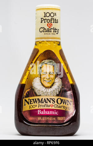 ST. PAUL, MN/STATI UNITI D'America - 20 febbraio 2019: Newman il proprio Balsamico condimento per insalata e logo del marchio. Newman è proprio un'azienda alimentare fondata dal compianto acto Foto Stock