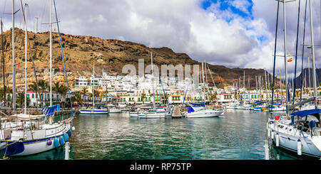 I punti di riferimento di Gran Canaria. Scenic village Puerto de Mogan. Isole Canarie Spagna Foto Stock