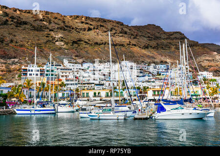 I punti di riferimento di Gran Canaria. Scenic village Puerto de Mogan. Isole Canarie Spagna Foto Stock