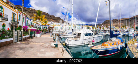 I punti di riferimento di Gran Canaria. Scenic village Puerto de Mogan. Isole Canarie Spagna Foto Stock