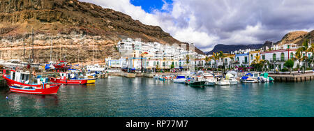 Impressionante Puerto de Mogan village,vista panoramica,Gran Canaria,Spagna. Foto Stock