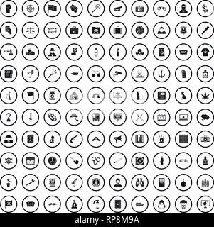 100 L'investigazione di reati set di icone, stile semplice Illustrazione Vettoriale