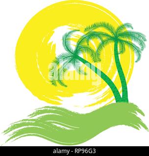 Palme e vettore di Sun Illustrazione Vettoriale