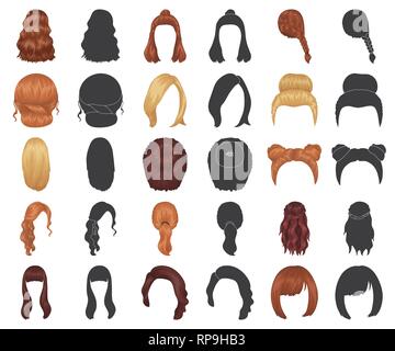 Retro,barberia,beauty,braid,cartoon,Black,raccolta,pettinate,curl,dark,design,fashion,femmina,capelli,haircut,pettinatura,parrucchiere,l'acconciatura,icona,immagine,isolato,kara,luce,logo,long,Modello,altri tipi,paint,pebble,rosso,salon,impostare,segno,spit,stile,styling,il simbolo,coda,tipo,varietà,vettore,web,donna, Vettori vettore , Illustrazione Vettoriale