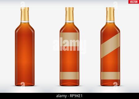 Whiskey bottiglia impostare mockup Illustrazione Vettoriale