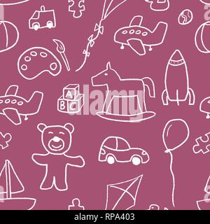 Dei giocattoli di modello di sfondo - seamless doodle illustrazione vettore. Illustrazione Vettoriale