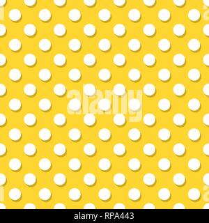 White pois su sfondo giallo - moderno vettore senza giunture ornamento design. Illustrazione Vettoriale