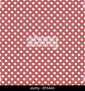 White pois su sfondo rosso - moderno vettore seamless texture design. Illustrazione Vettoriale