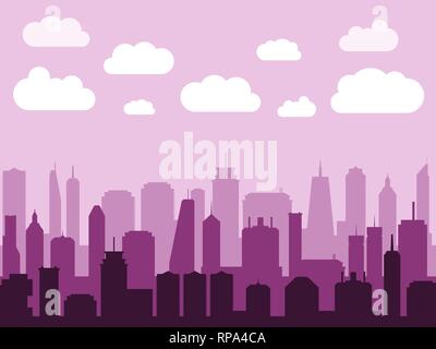 Skyline della città silhouette vettore. Urbano moderno cityscape illustrazione. Illustrazione Vettoriale