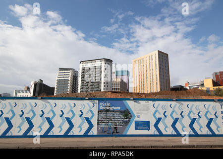 Iniziano i lavori per la costruzione del HS2 alta velocità terminale ferroviario nel centro di Birmingham Foto Stock