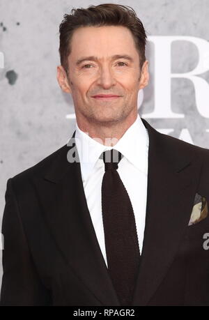 Febbraio 20, 2019 - Londra, Regno Unito - Hugh Jackman visto sul tappeto rosso durante il Brit Awards 2019 all'O2, Penisola Square a Londra. (Credito Immagine: © Keith Mayhew/SOPA immagini via ZUMA filo) Foto Stock