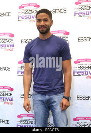 ***FILE FOTO*** Jussie Smollett arrestati per il crimine condotta disordinata per il deposito di un falso rapporto di polizia. NEW ORLEANS, LA - 4 luglio: Jussie Smollett di FOX mostra Empire assiste l'essenza 2015 Festival presso il Centro Convegni Ernest N. Morial Convention Center in luglio 4, 2015 a New Orleans, Louisiana. Credito: PGDH/MediaPunch Foto Stock