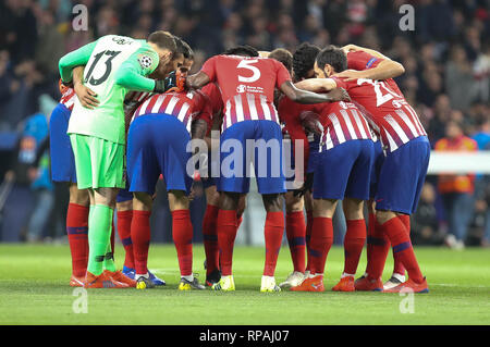 Madrid, Spagna. Xx Febbraio 2019. Team Atlético Madrid durante la UEFA Champions League, round di 16, 1° gamba partita di calcio tra Atlético de Madrid e la Juventus il 20 febbraio 2019 a Wanda metropolitano stadium di Madrid in Spagna - Photo Laurent Lairys/DPPI Credito: Laurent Lairys/Agence Locevaphotos/Alamy Live News Foto Stock