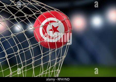 Soccerball con bandiera in net Foto Stock