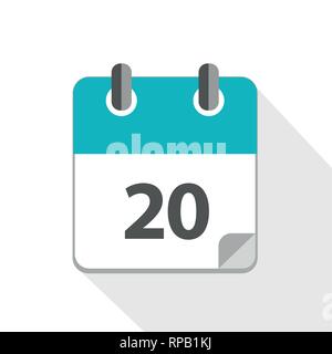 Blu calendario aziendale 20 icona illustrazione vettoriale EPS10 Illustrazione Vettoriale