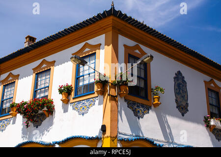 La facciata della casa in Costa Nova, Aveiro - Portogallo. Foto Stock