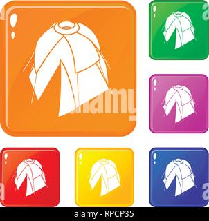 Fiore tenda set di icone a colori del vettore Illustrazione Vettoriale