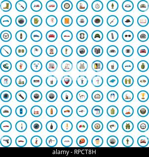 100 violazione set di icone, stile cartoon Illustrazione Vettoriale