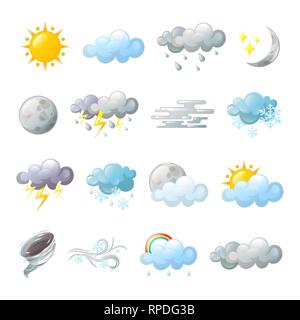 Icone per le previsioni meteo o coperto. Il Cloud Illustrazione Vettoriale