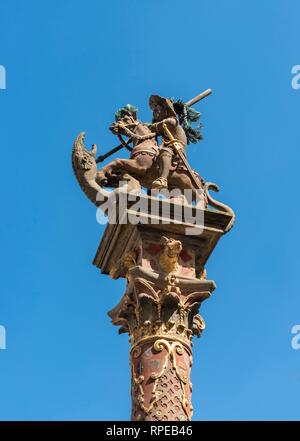 San Giorgio Fontana, San Giorgio Brunnen, a Rothenburg ob der Tauber, Germania Foto Stock