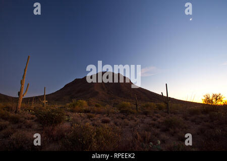 Luna su montagne di Tucson Foto Stock