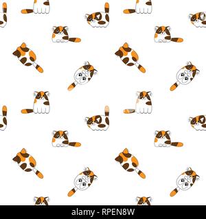 Cartoon carino gatti colorati seamless sfondo pattern Illustrazione Vettoriale