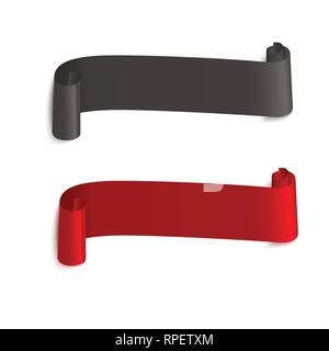 Rosso e nero nastro web banners set. Illustrazione Vettoriale per la progettazione Illustrazione Vettoriale