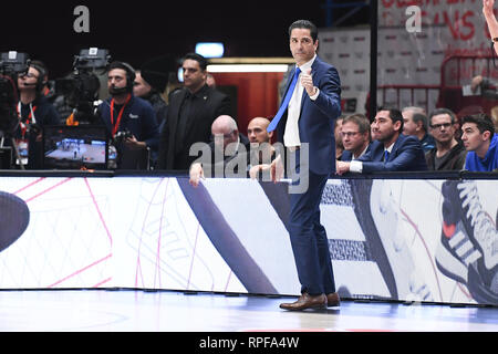 Foto di Claudio Grassi/LaPresse 21 febbraio 2019 Assago (MI) Italia sport basket AX Armani Exchange Olimpia Milano vs FOX Maccabi Tel Aviv - Turkish Airlines Eurolega 2018/2019 - Mediolanum Forum. Nella foto: Ioannis Sfairopoulos (head coach FOX Maccabi Tel Aviv) Foto Claudio Grassi/LaPresse Febbraio 21, 2019 Assago (MI) Italia sport basket AX Armani Exchange Olimpia Milano vs FOX Maccabi Tel Aviv - Turkish Airlines EuroLeague 2018/2019 - Mediolanum Forum. nel pic: Ioannis Sfairopoulos (head coach FOX Maccabi Tel Aviv) Foto Stock