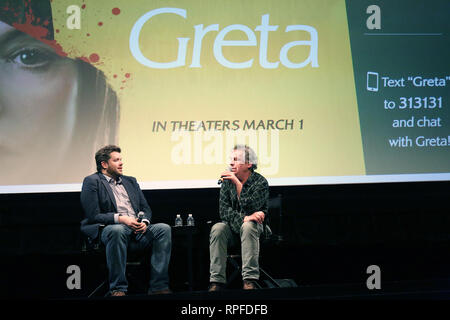 Philadelphia, PA, Stati Uniti d'America. Il 21 febbraio, 2019. Nella foto è Greta Post-screening Q&A con writer/director Neil Jordan al film di Philadelphia Center di Philadelphia, Pa nel febbraio 21, 2019 Credit: Star Shooter/media/punzone Alamy Live News Foto Stock