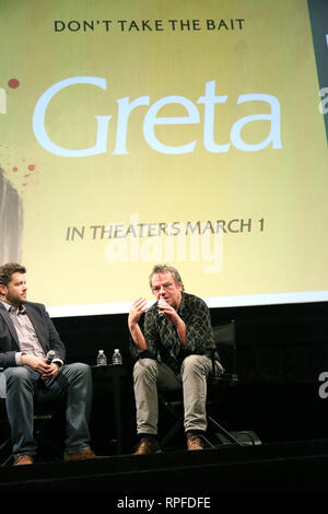 Philadelphia, PA, Stati Uniti d'America. Il 21 febbraio, 2019. Nella foto è Greta Post-screening Q&A con writer/director Neil Jordan al film di Philadelphia Center di Philadelphia, Pa nel febbraio 21, 2019 Credit: Star Shooter/media/punzone Alamy Live News Foto Stock