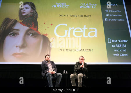 Philadelphia, PA, Stati Uniti d'America. Il 21 febbraio, 2019. Nella foto è Greta Post-screening Q&A con writer/director Neil Jordan al film di Philadelphia Center di Philadelphia, Pa nel febbraio 21, 2019 Credit: Star Shooter/media/punzone Alamy Live News Foto Stock