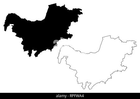 A nord-ovest della provincia (province del Sud Africa, Repubblica del Sud Africa, divisioni amministrative, RSA) mappa illustrazione vettoriale, scribble schizzo Nort Illustrazione Vettoriale